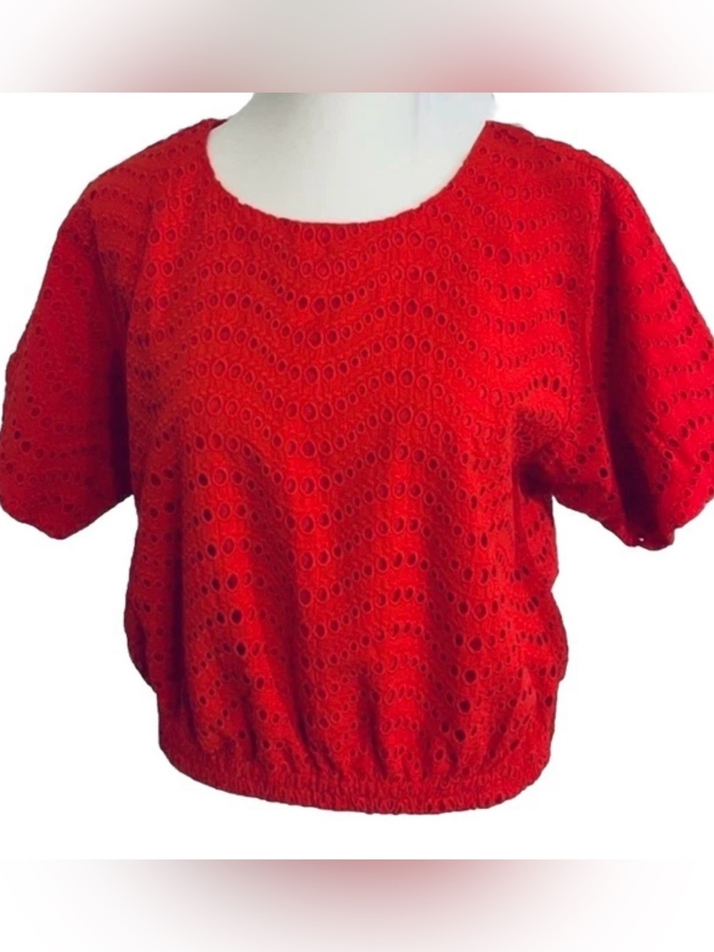 Ann Taylor Red Eyelet Top Size M Brand New With Tag